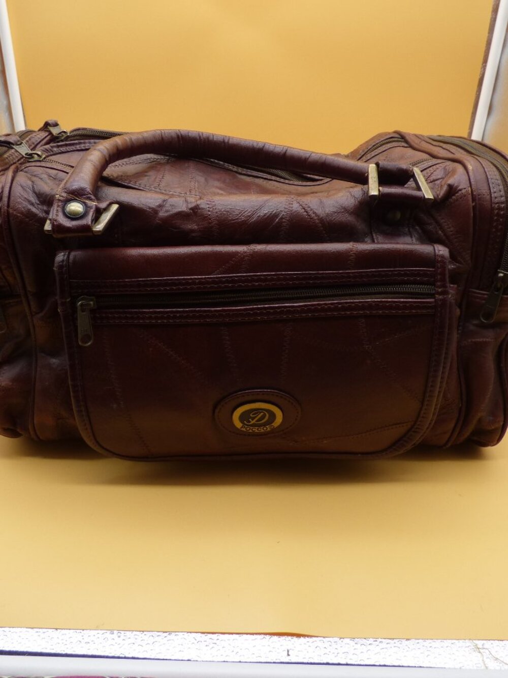 Vintage Pocco Patchwork Leather Multi-Pocket Travel Duffel Bag